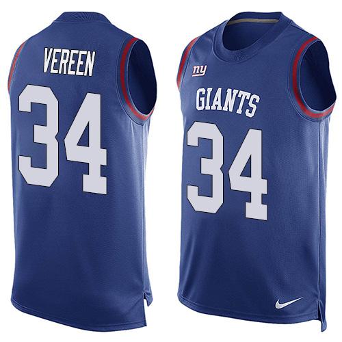 Nike Giants #34 Shane Vereen Royal Blue Team Color Men's Stitched NFL Limited Tank Top Jersey - Click Image to Close